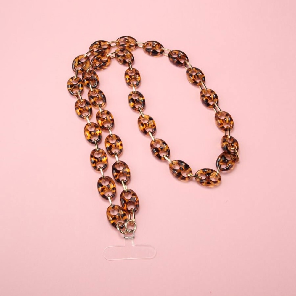 Tortoiseshell Chain Crossbody phone Strap.